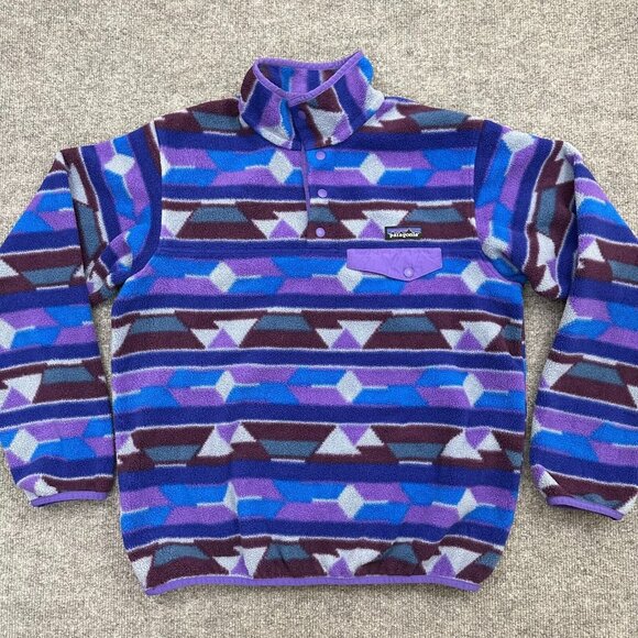Patagonia Fleece Jacket Snap-T Synchilla Pullover Tribal Aztec Women's M - Picture 1 of 13
